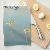 Zonsondergang Gouden Glitter Palm Bomen Theedoek (Quarter Fold)