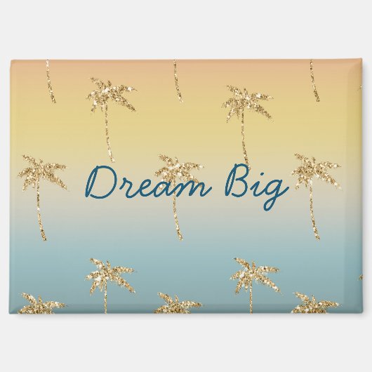 Zonsondergang Gouden Glitter Palmbomen Magneet (Voorkant)