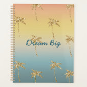 Zonsondergang Gouden Glitter Palmboom Planner (Voorkant)