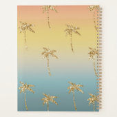 Zonsondergang Gouden Glitter Palmboom Planner (Achterkant)