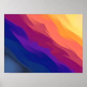 Zonsondergang Gradiënt Gelaagde Golven Abstracte P Poster