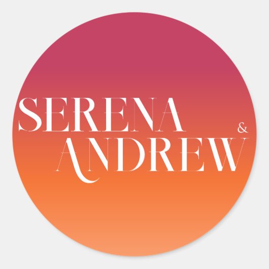 Zonsondergang Gradiënt Sinaasappel Viva Magenta Br Ronde Sticker (Voorkant)