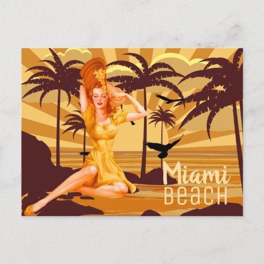zonsondergang Groeten uit Miami Briefkaart (Voorkant)