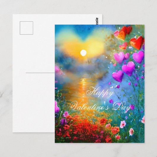 Zonsondergang hart valentijn briefkaart (Voorkant / Achterkant)