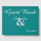 Zonsondergang Harten Blauwgroen Groen Trouwboek Gastenboek (Voorkant)