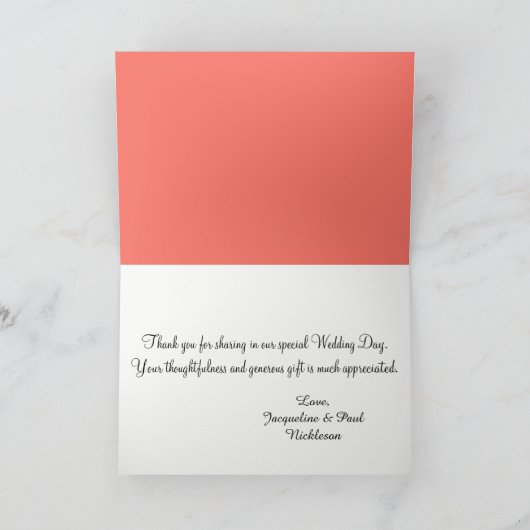 Zonsondergang Harten Koraal Bruiloft Bedankkaart (Binnen)