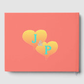 Zonsondergang Harten Koraal Bruiloft Monogram Gastenboek (Achterkant)