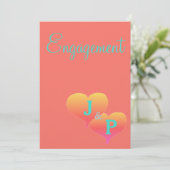 Zonsondergang Harten Koraal Turquoise Monogram Ver Kaart (Staand voorkant)