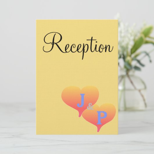 Zonsondergang Harten Mellow Geel Blauw Monogram Kaart (Staand voorkant)