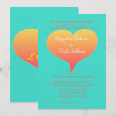 Zonsondergang Harten Turquoise Kaart (Voorkant / Achterkant)