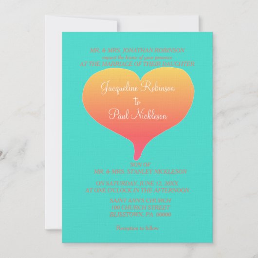 Zonsondergang Harten Turquoise Kaart (Voorkant)