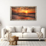 Zonsondergang Hemel op Vuur Canvas Afdruk<br><div class="desc">Leg de adembenemende schoonheid vast van een zonsondergang aan het strand met de dreiging van stormen aan de horizon. Dompel jezelf onder in de warme tinten en serene sfeer van deze prachtige scène,  en laat het elke kamer transformeren in een oase van ontspanning en natuurlijke verwondering.</div>