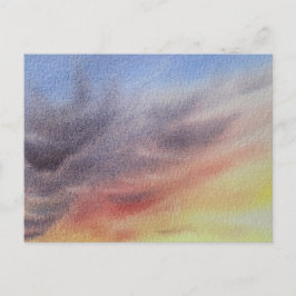 Zonsondergang Hemel Watercolor Schilderij Feestdagenkaart