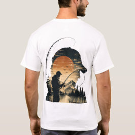Zonsondergang Hengelaar Retro Vissersilhouet T-shirt