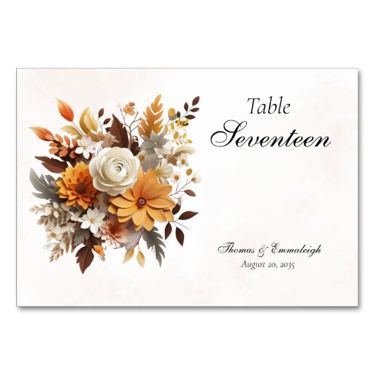 Zonsondergang Herfst Bloemen Brede Huwelijk Kaart (Voorkant)