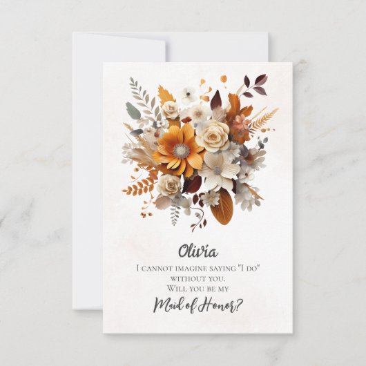 Zonsondergang Herfst Bloemen Maid of Honor Voorste Kaart (Voorkant)