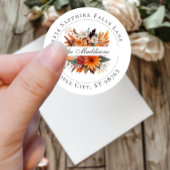 Zonsondergang Herfst Bloemen Ronde Sticker