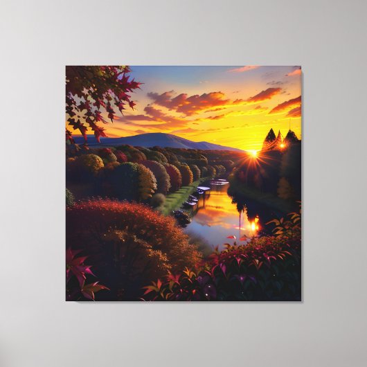 Zonsondergang Herfst Splendor Uitzicht Landschap 1 Canvas Afdruk (Voorkant)