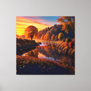 Zonsondergang Herfst Splendor Uitzicht Landschap 4 Canvas Afdruk