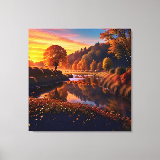 Zonsondergang Herfst Splendor Uitzicht Landschap 4 Canvas Afdruk (Voorkant)