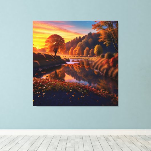 Zonsondergang Herfst Splendor Uitzicht Landschap 4 Canvas Afdruk (Insitu (Houten vloer))