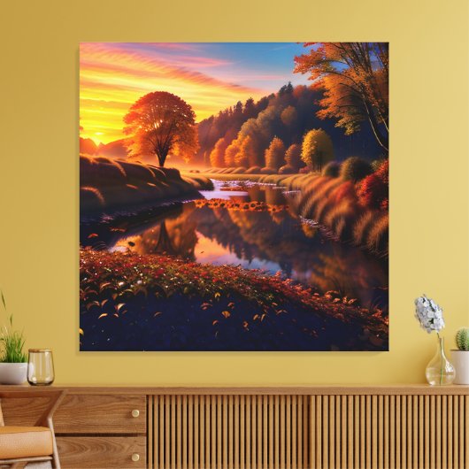 Zonsondergang Herfst Splendor Uitzicht Landschap 4 Canvas Afdruk (Insitu (Woonkamer))