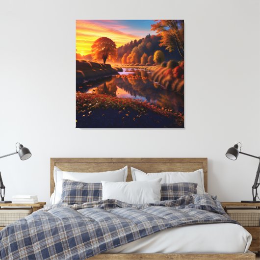 Zonsondergang Herfst Splendor Uitzicht Landschap 4 Canvas Afdruk (Insitu (Slaapkamer))