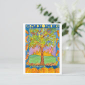 Zonsondergang Herfstbomen Waterverf Landschapsschi Briefkaart (Staand voorkant)