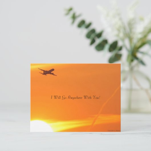 Zonsondergang & het Briefkaart van het Vliegtuig (Staand voorkant)