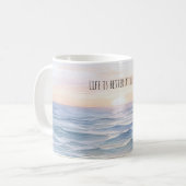 Zonsondergang Het leven is beter op het strand Koffiemok (Voorkant links)