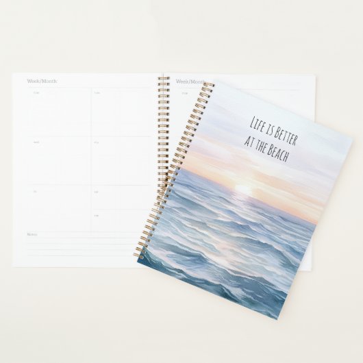 Zonsondergang Het leven is beter op het strand Planner (Display)