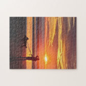 Zonsondergang Hond Wandelen Puzzel (Horizontaal)