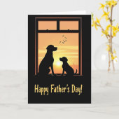 Zonsondergang Honden Vaderdag Kaart (Gele Bloem)