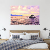 Zonsondergang horizon bij Bali Straits Canvas Afdruk (Insitu (Slaapkamer))