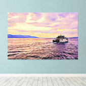 Zonsondergang horizon bij Bali Straits Canvas Afdruk (Insitu (Houten vloer))