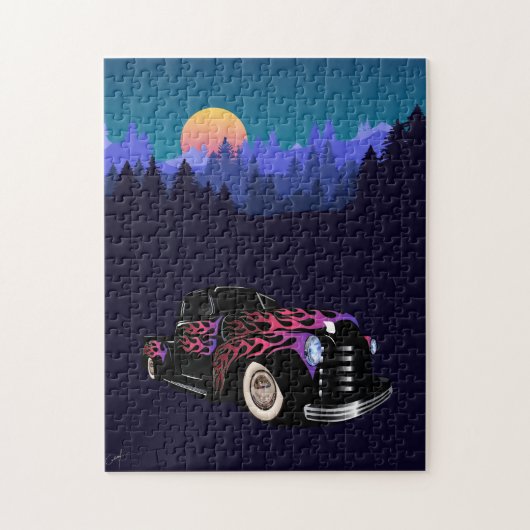 Zonsondergang hot rod legpuzzel (Verticaal)