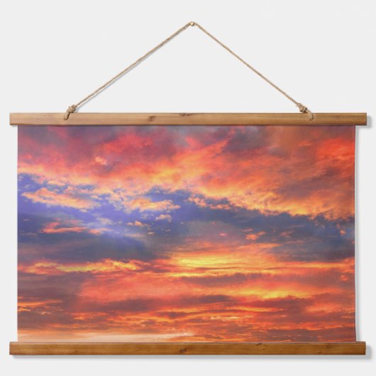 Zonsondergang Hout Topped Wandtapijt Hangend Wandkleed (Voorkant)