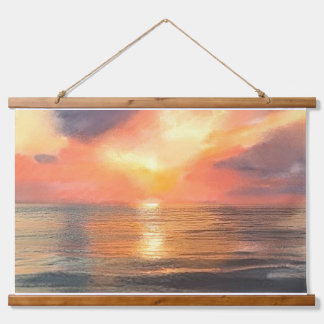 Zonsondergang Houten Wandtapijt Hangend Wandkleed