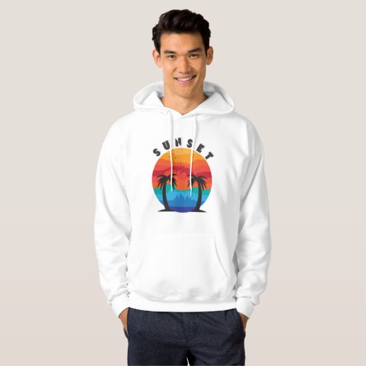 Zonsondergang Illustratie Ontwerp Hoodie (Voorkant volledig)