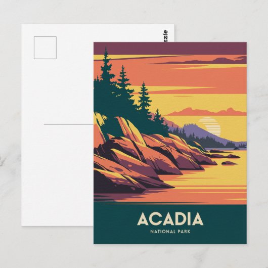 Zonsondergang in Acadia National Park Briefkaart (Voorkant / Achterkant)
