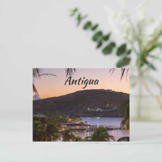 Zonsondergang in Antigua Briefkaart (Staand voorkant)