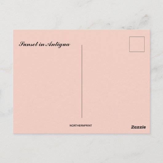 Zonsondergang in Antigua Briefkaart (Achterkant)