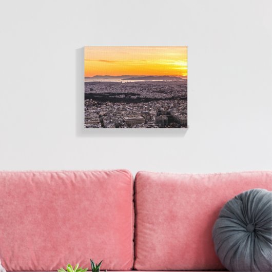 ZONSONDERGANG IN ATHENE CANVAS AFDRUK (Insitu (Woonkamer))