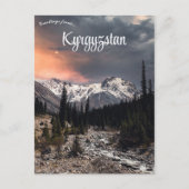 Zonsondergang in bergachtig Kirgizië Briefkaart (Voorkant)