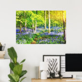 Zonsondergang in blauwe bos poster (Thuiskantoor)