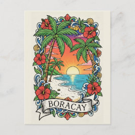 Zonsondergang in Boracay Filipijnen Briefkaart