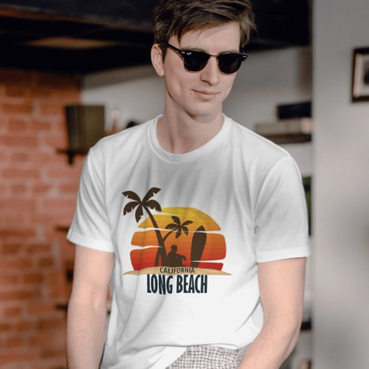  zonsondergang in Californië lange strand surf T-shirt