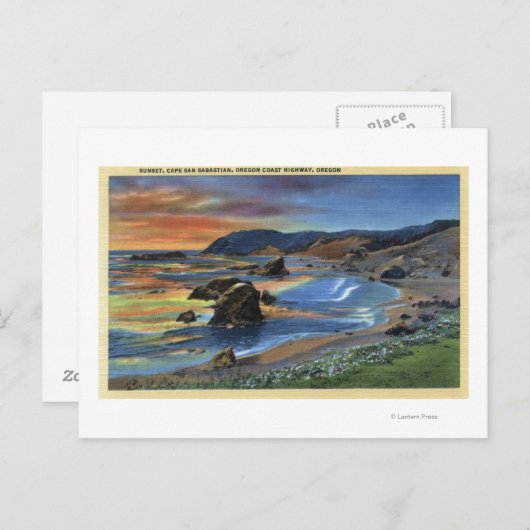 Zonsondergang in Cape San Sabastian op Oregon Briefkaart (Voorkant / Achterkant)