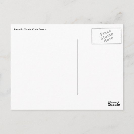 Zonsondergang in Chania Briefkaart (Achterkant)