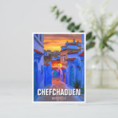 Zonsondergang in Chefchaouen Marokko Reizen Briefkaart (Staand voorkant)